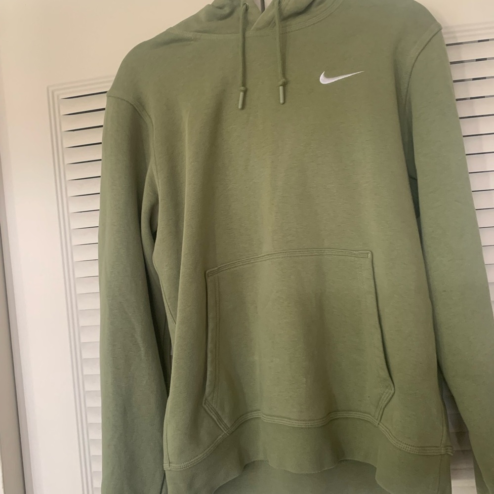 Nike Olive Green Pullover Hoodie with White Swoosh